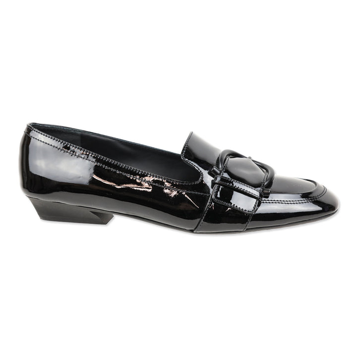 Salvatore Ferragamo Black Patent Leather Gancini Buckle Bonnie Loafers
