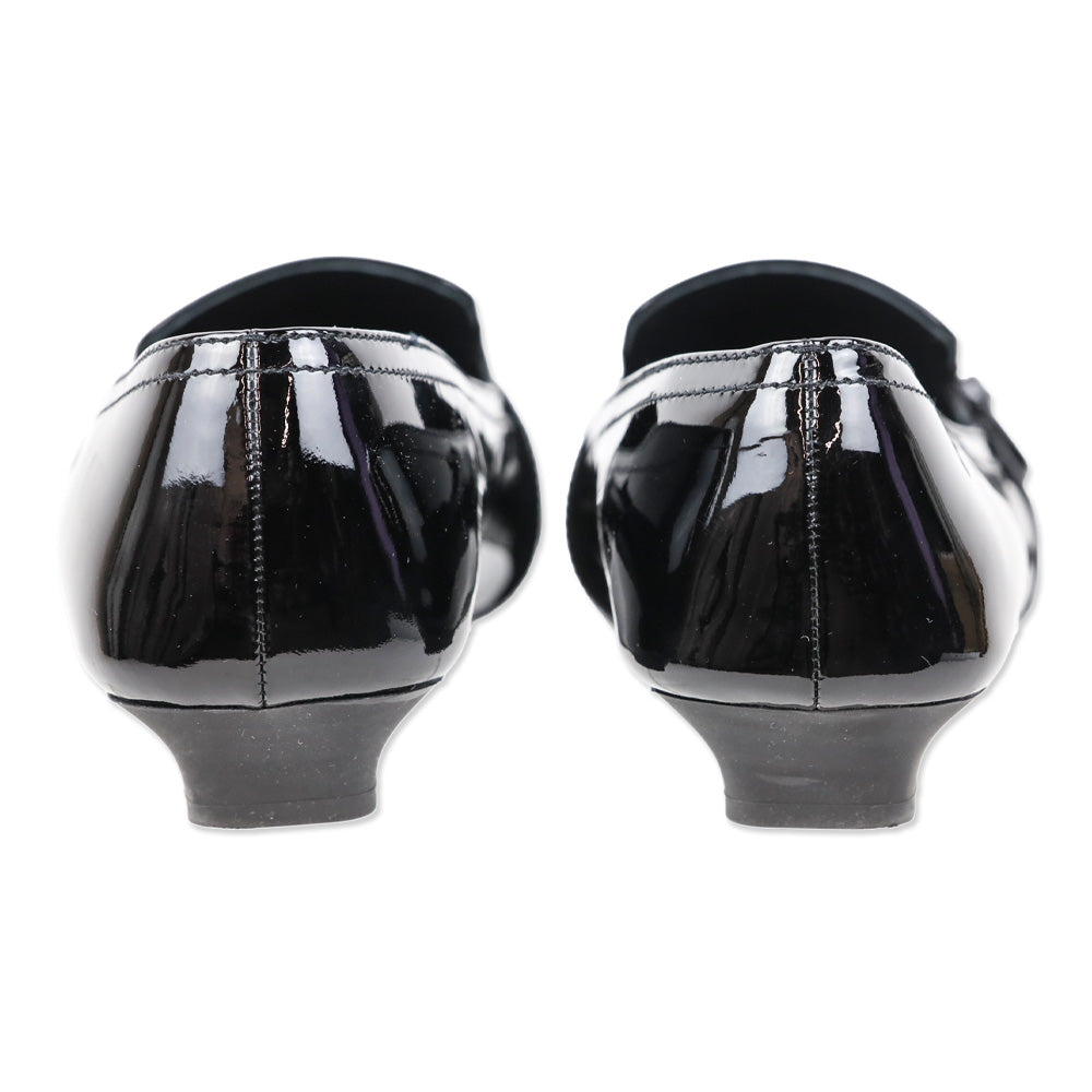 Salvatore Ferragamo Black Patent Leather Gancini Buckle Bonnie Loafers
