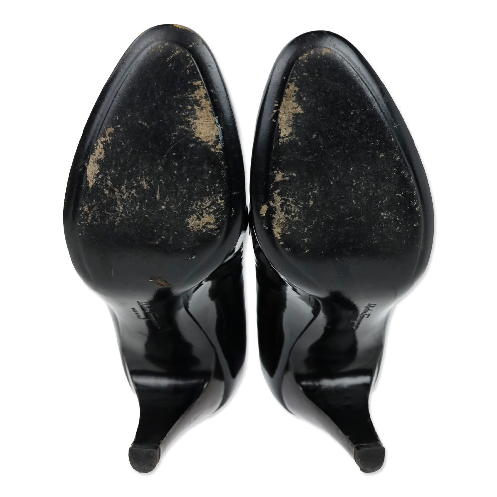 Salvatore Ferragamo Black Patent Leather Pumps