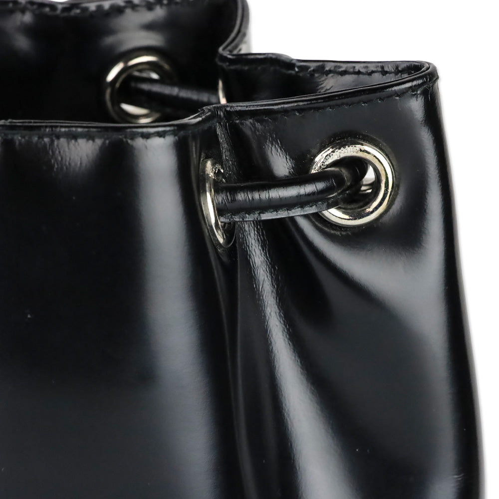 Salvatore Ferragamo Black Patent Leather Vara Bow Drawstring Bucket Backpack