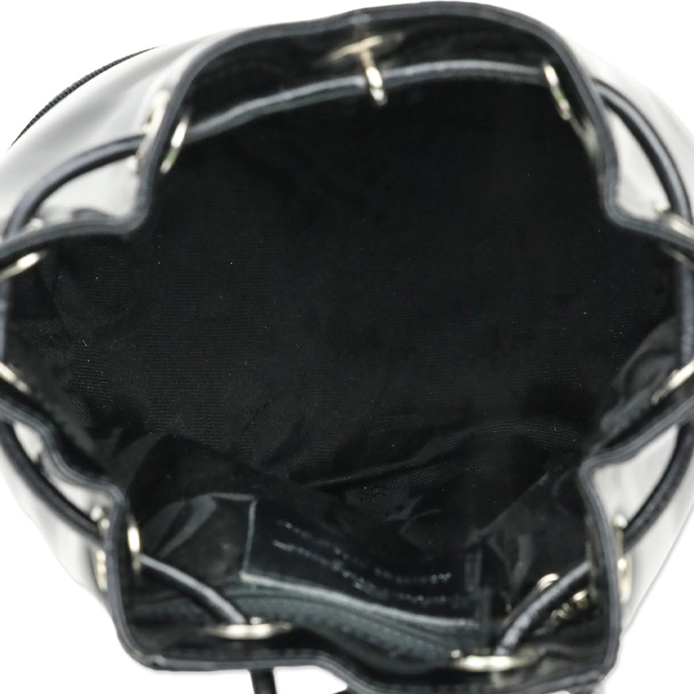 Salvatore Ferragamo Black Patent Leather Vara Bow Drawstring Bucket Backpack
