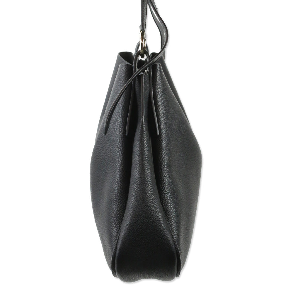 Salvatore Ferragamo Black Reverse Medium Leather Hobo Bag