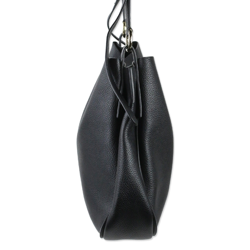 Salvatore Ferragamo Black Reverse Medium Leather Hobo Bag