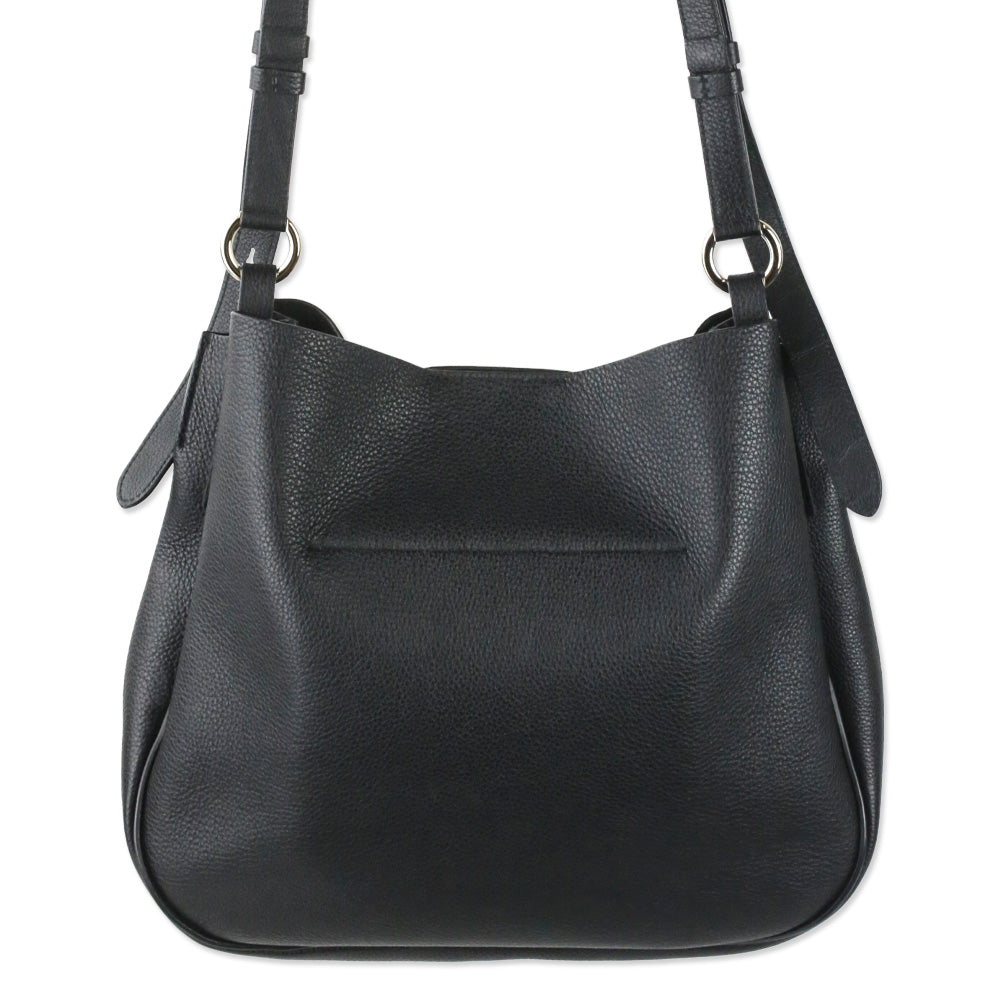 Salvatore Ferragamo Black Reverse Medium Leather Hobo Bag