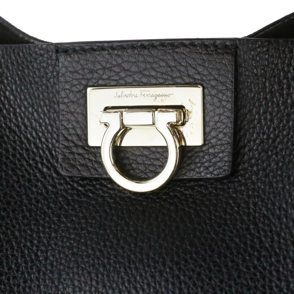 Salvatore Ferragamo Black Reverse Medium Leather Hobo Bag