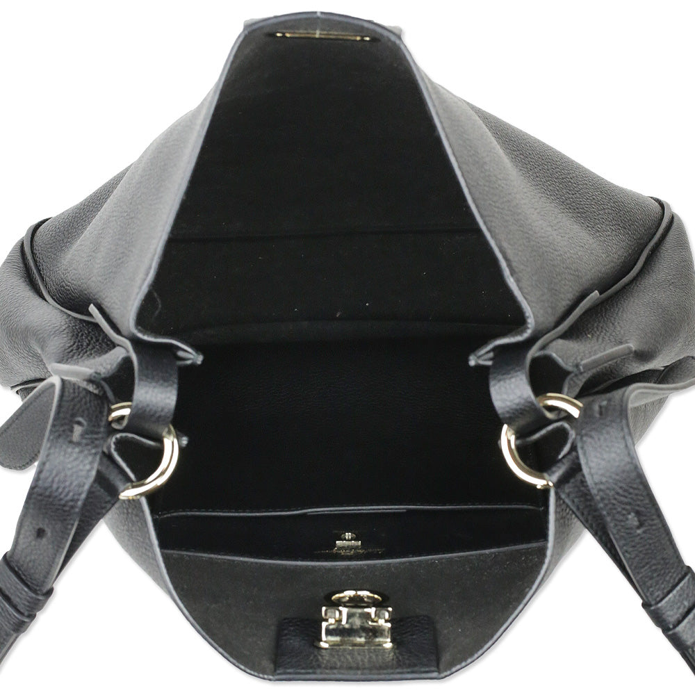 Salvatore Ferragamo Black Reverse Medium Leather Hobo Bag