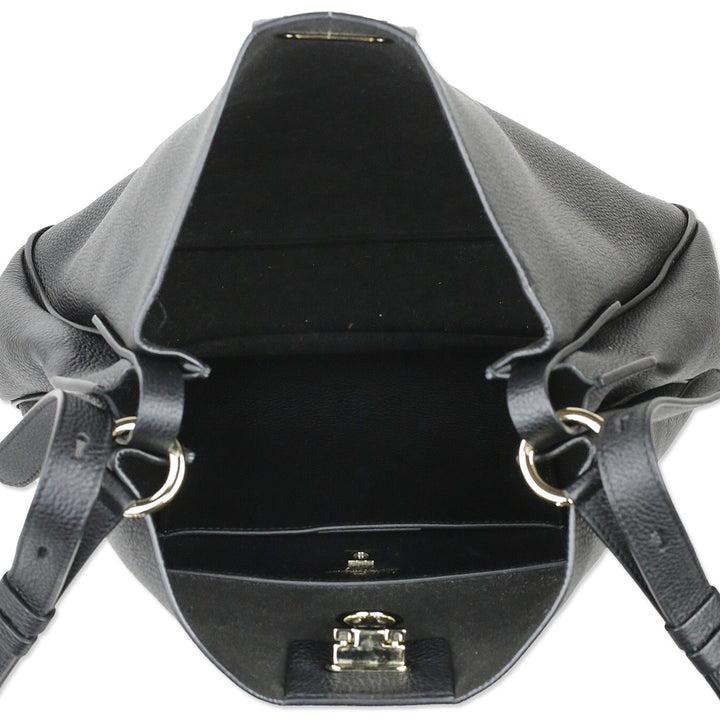 Salvatore Ferragamo Black Reverse Medium Leather Hobo Bag