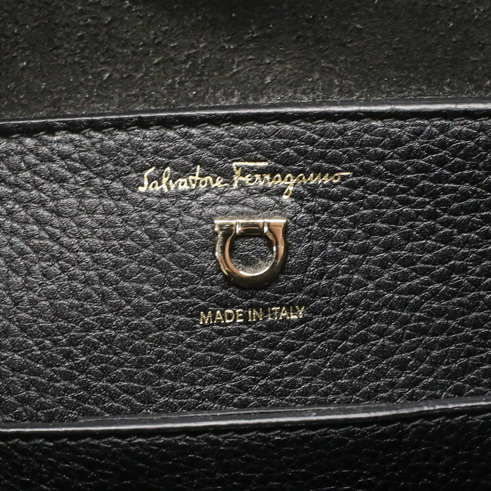 Salvatore Ferragamo Black Reverse Medium Leather Hobo Bag