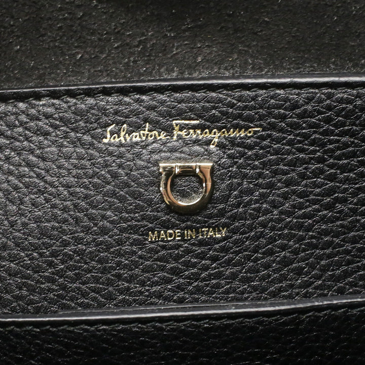 Salvatore Ferragamo Black Reverse Medium Leather Hobo Bag