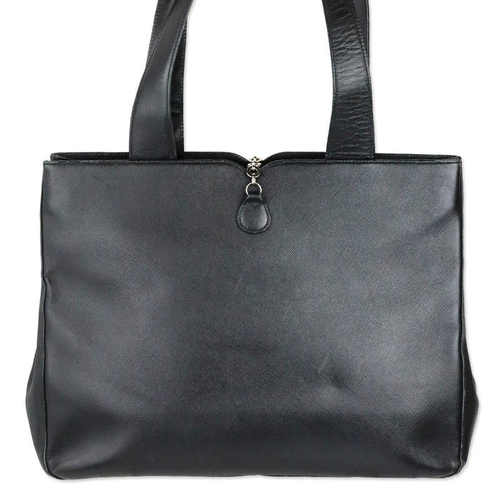 Salvatore Ferragamo Black Saffiano Leather Gancini Chain Tote