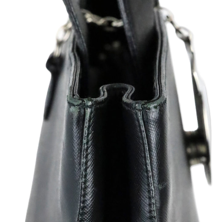 Salvatore Ferragamo Black Saffiano Leather Gancini Chain Tote