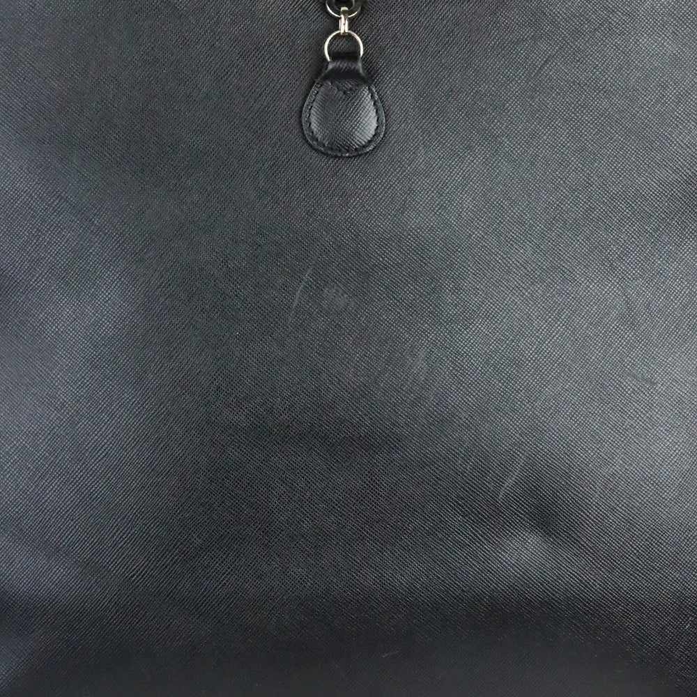Salvatore Ferragamo Black Saffiano Leather Gancini Chain Tote