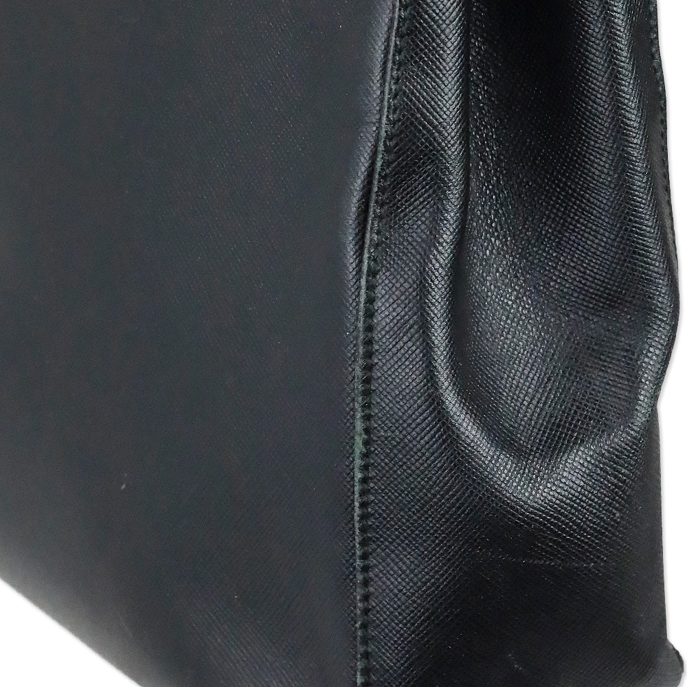 Salvatore Ferragamo Black Saffiano Leather Gancini Chain Tote