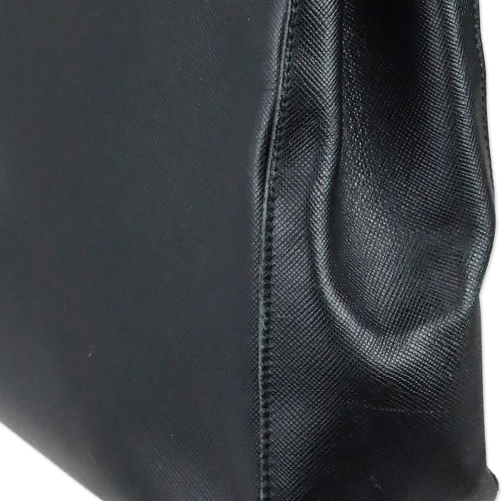 Salvatore Ferragamo Black Saffiano Leather Gancini Chain Tote