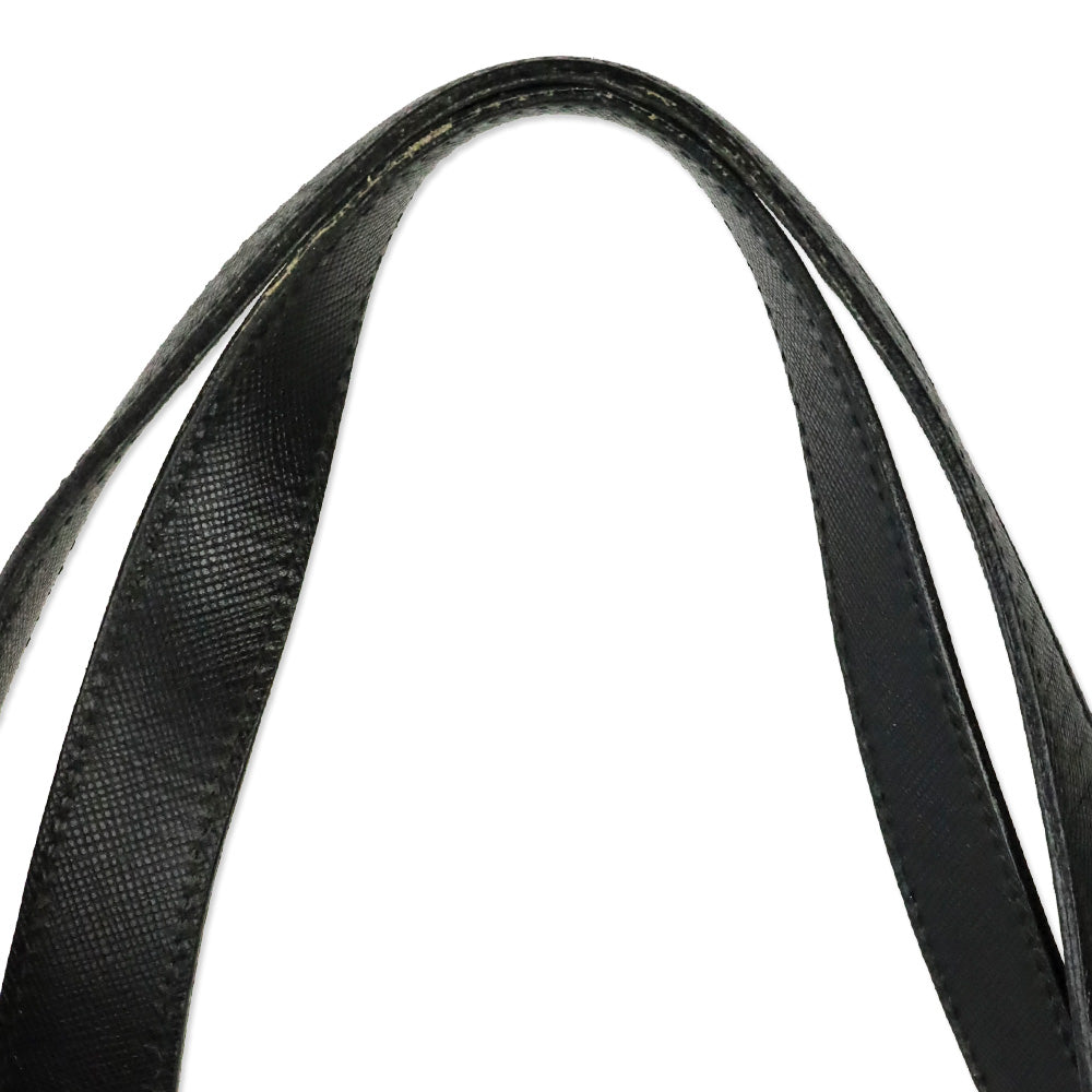 Salvatore Ferragamo Black Saffiano Leather Gancini Chain Tote