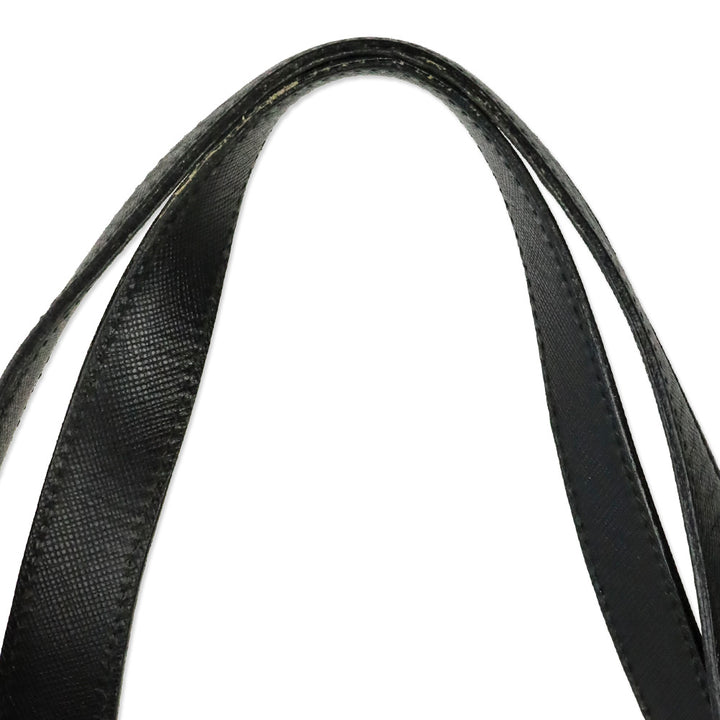 Salvatore Ferragamo Black Saffiano Leather Gancini Chain Tote