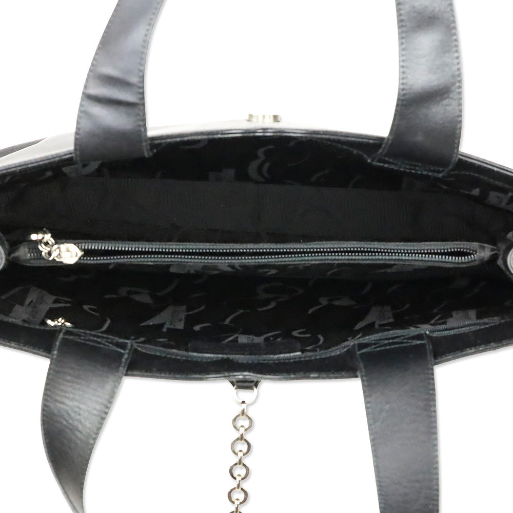 Salvatore Ferragamo Black Saffiano Leather Gancini Chain Tote
