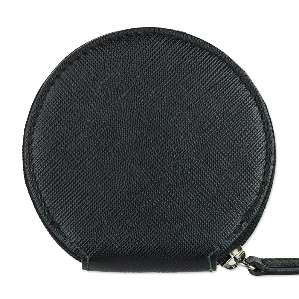 Salvatore Ferragamo Black Saffiano Leather Gancini Circle Coin Purse