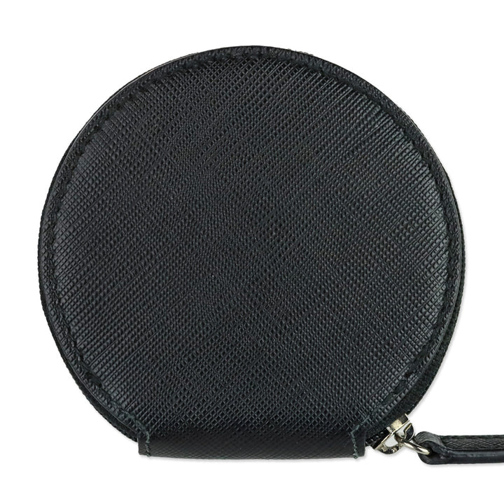 Salvatore Ferragamo Black Saffiano Leather Gancini Circle Coin Purse