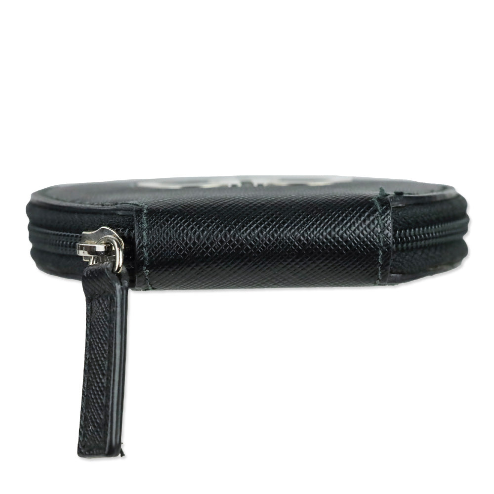 Salvatore Ferragamo Black Saffiano Leather Gancini Circle Coin Purse