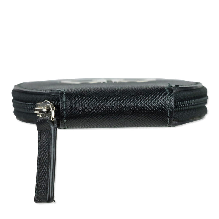 Salvatore Ferragamo Black Saffiano Leather Gancini Circle Coin Purse