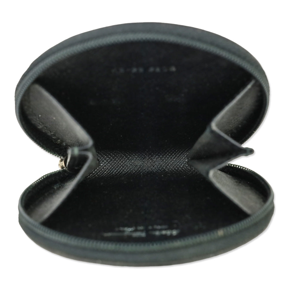 Salvatore Ferragamo Black Saffiano Leather Gancini Circle Coin Purse