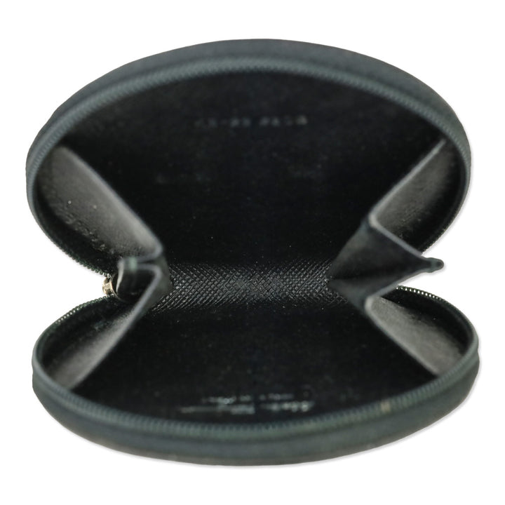 Salvatore Ferragamo Black Saffiano Leather Gancini Circle Coin Purse