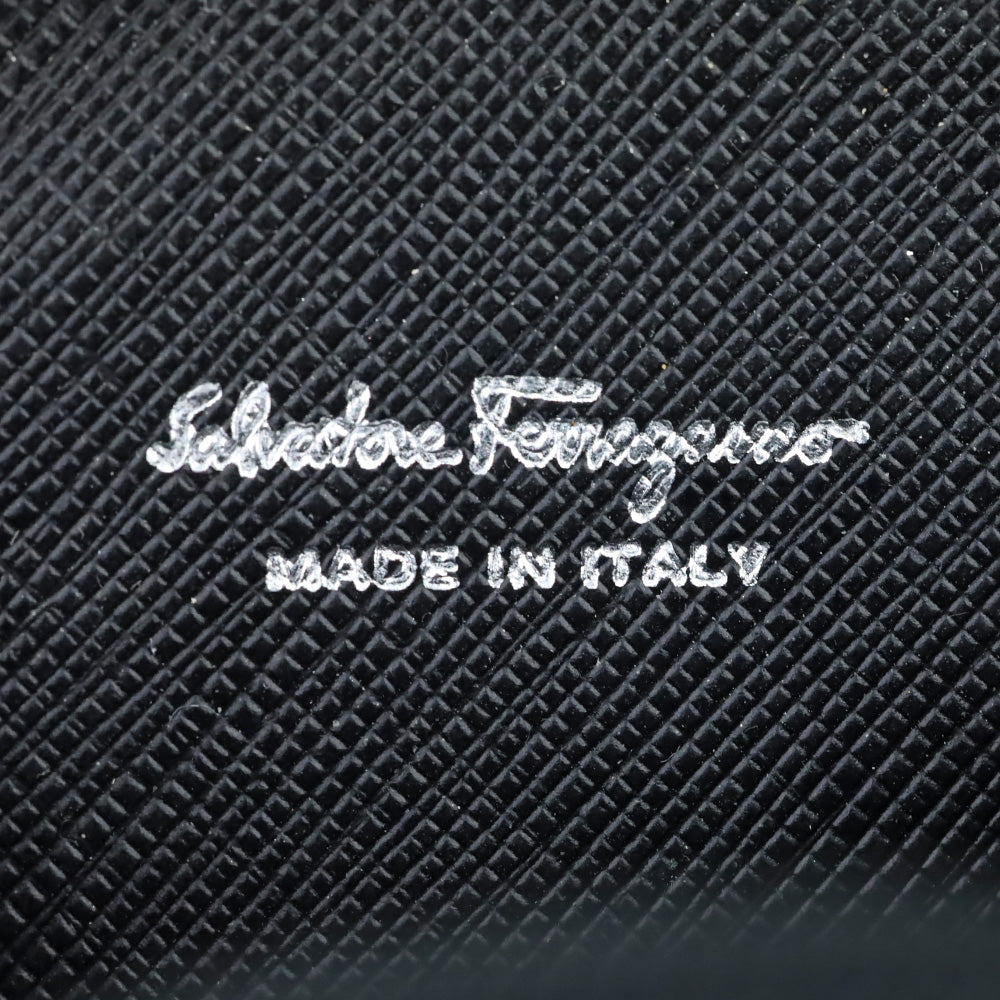 Salvatore Ferragamo Black Saffiano Leather Gancini Circle Coin Purse