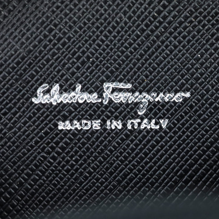 Salvatore Ferragamo Black Saffiano Leather Gancini Circle Coin Purse