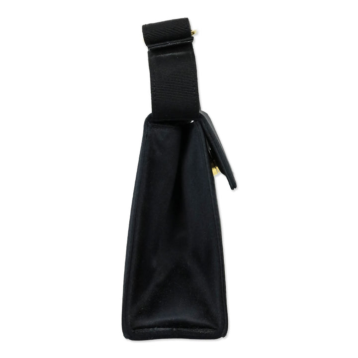 Salvatore Ferragamo Black Satin Mini Vara Bow Top Handle Bag