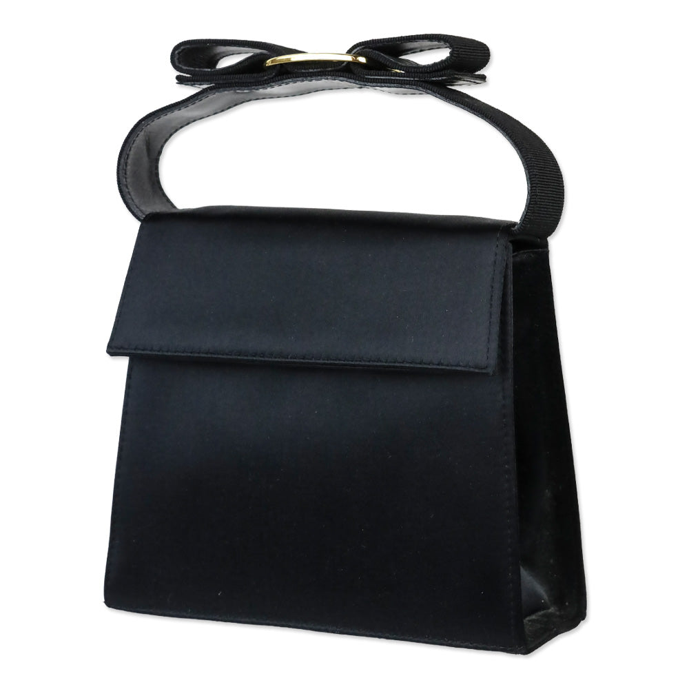 Salvatore Ferragamo Black Satin Mini Vara Bow Top Handle Bag