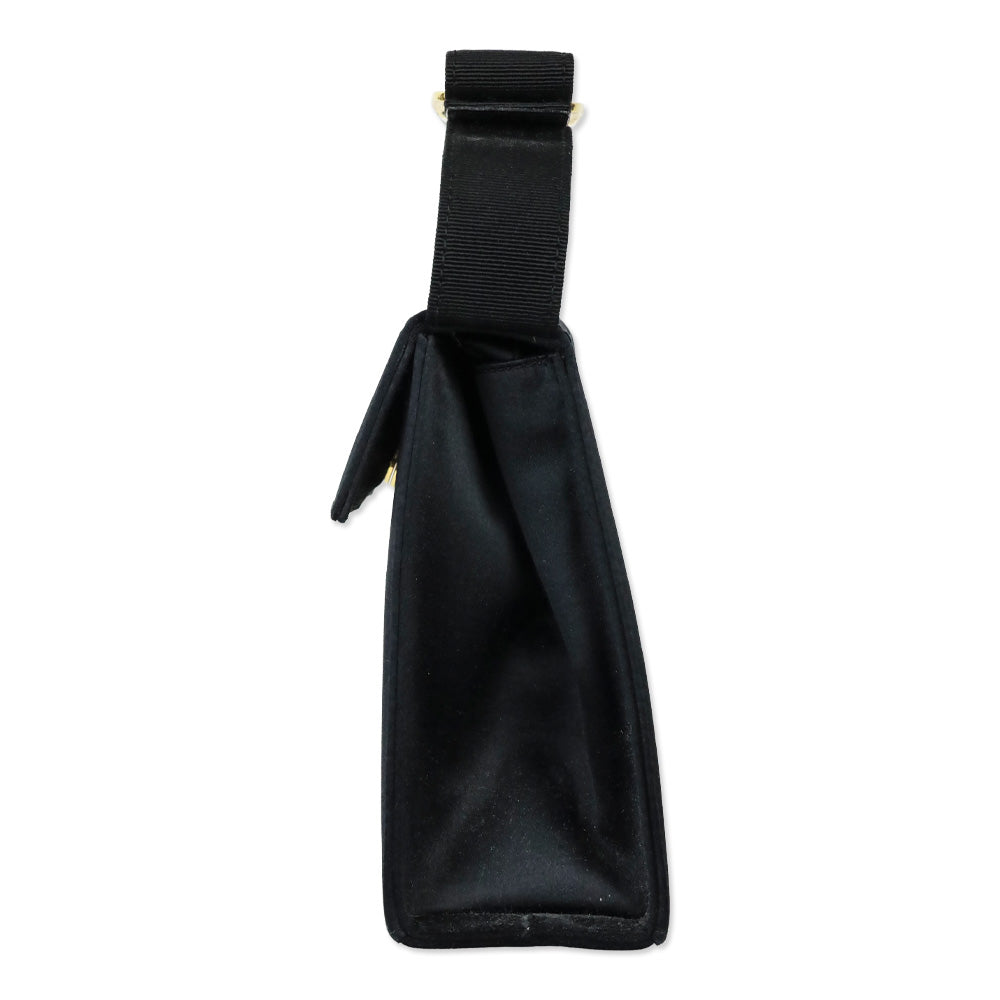 Salvatore Ferragamo Black Satin Mini Vara Bow Top Handle Bag
