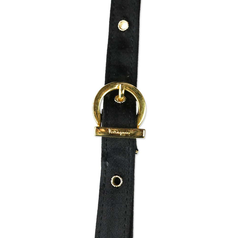 Salvatore Ferragamo Black Satin Mini Vara Bow Top Handle Bag