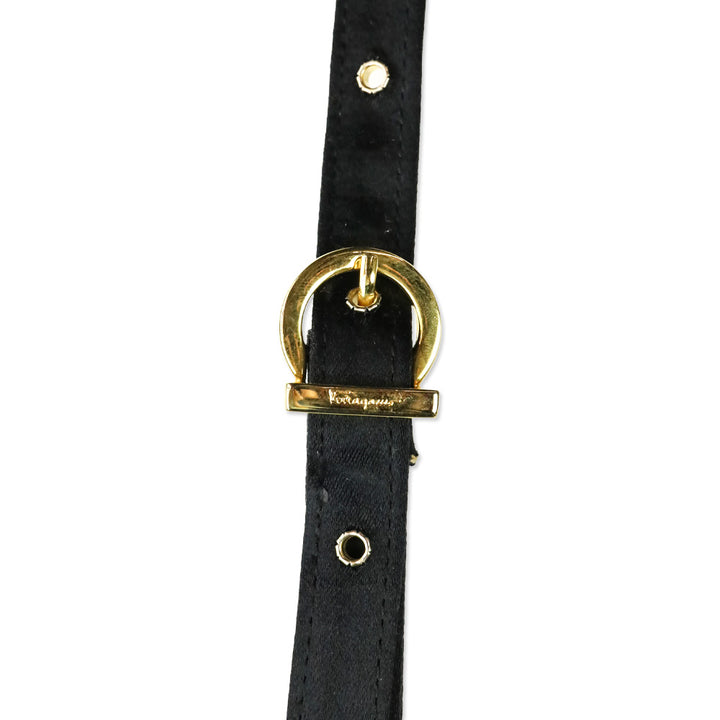 Salvatore Ferragamo Black Satin Mini Vara Bow Top Handle Bag