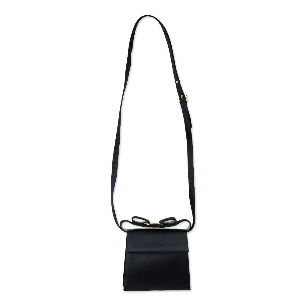Salvatore Ferragamo Black Satin Mini Vara Bow Top Handle Bag