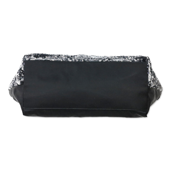 Salvatore Ferragamo Black Sequins and Nylon Vara Bow Tote