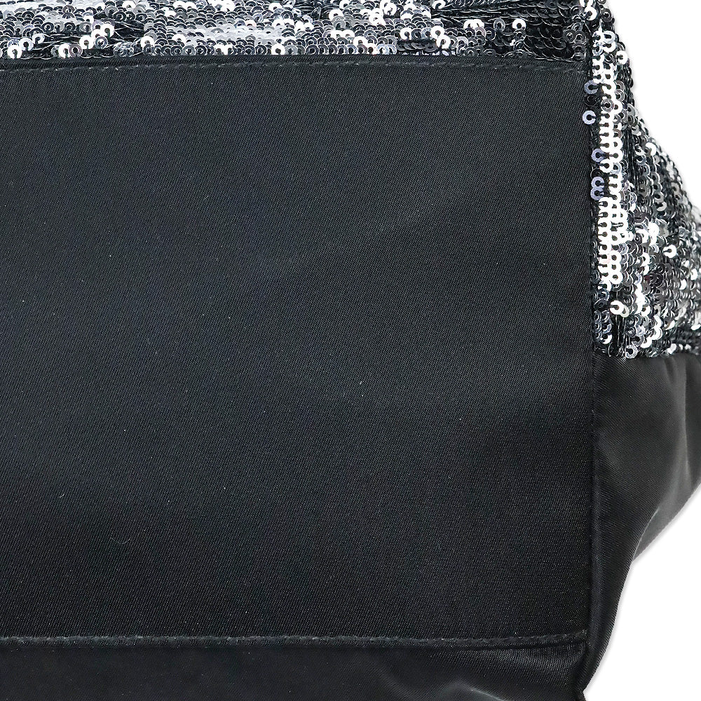 Salvatore Ferragamo Black Sequins and Nylon Vara Bow Tote