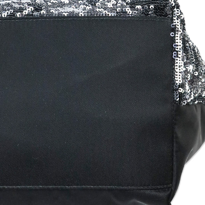 Salvatore Ferragamo Black Sequins and Nylon Vara Bow Tote