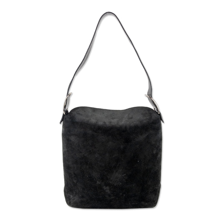 Salvatore Ferragamo Black Suede Shoulder Bag