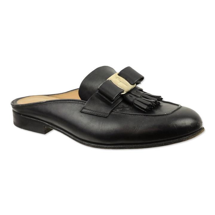 Salvatore Ferragamo Black Vara Bow Tassel Mules
