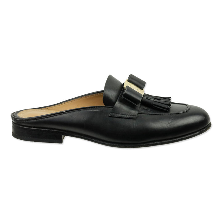 Salvatore Ferragamo Black Vara Bow Tassel Mules