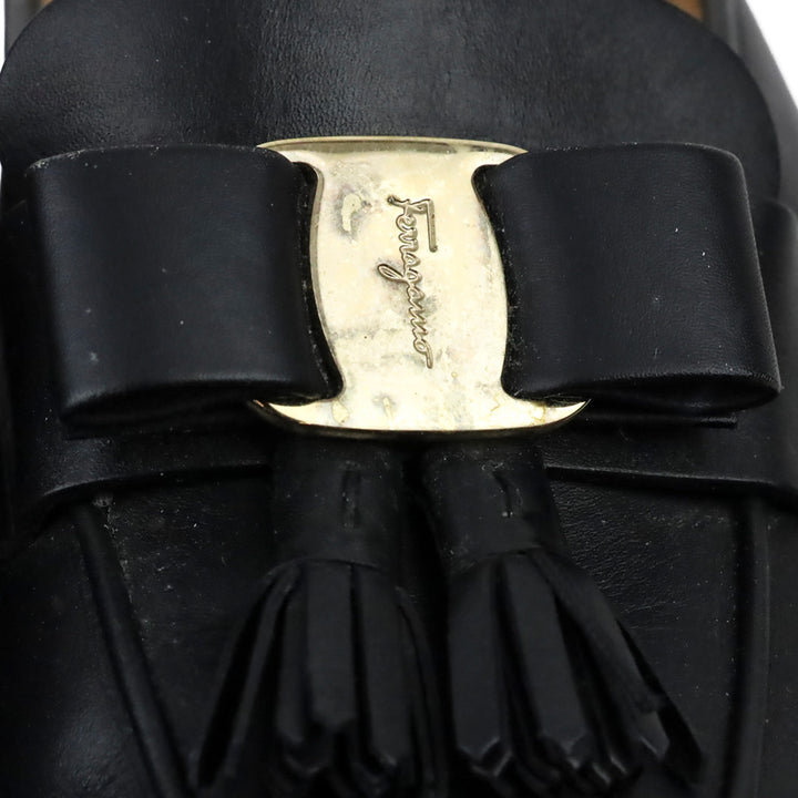 Salvatore Ferragamo Black Vara Bow Tassel Mules