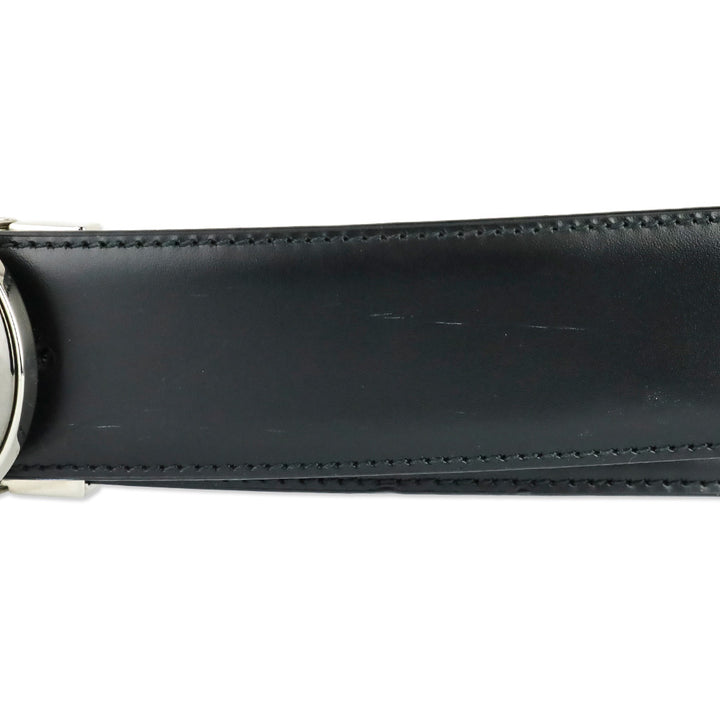 Salvatore Ferragamo Black/Auburn Reversible and Adjustable Double Gancini Belt