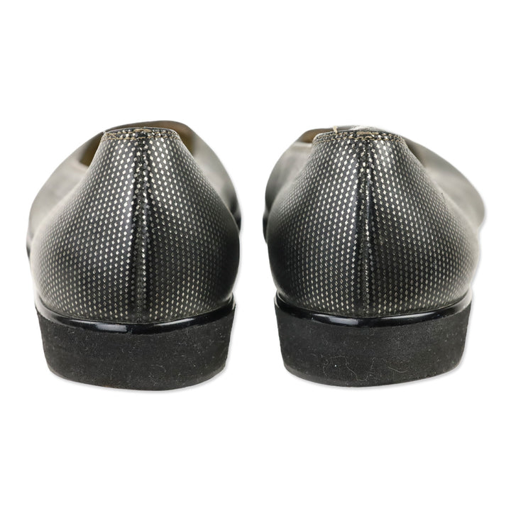 Salvatore Ferragamo Black/Silver Strana Flats