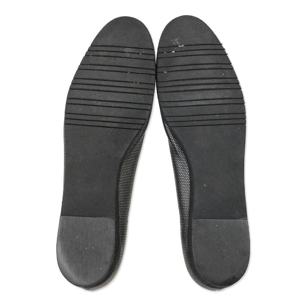 Salvatore Ferragamo Black/Silver Strana Flats