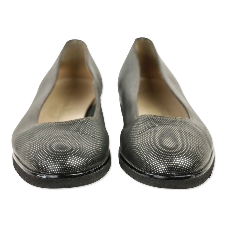 Salvatore Ferragamo Black/Silver Strana Flats