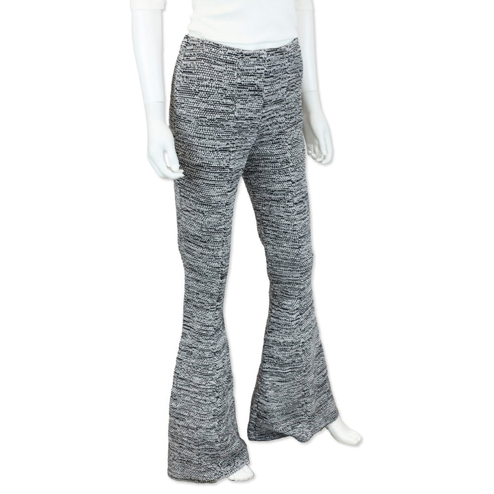 Salvatore Ferragamo Black/White Cotton Knit Bell Bottom Pants