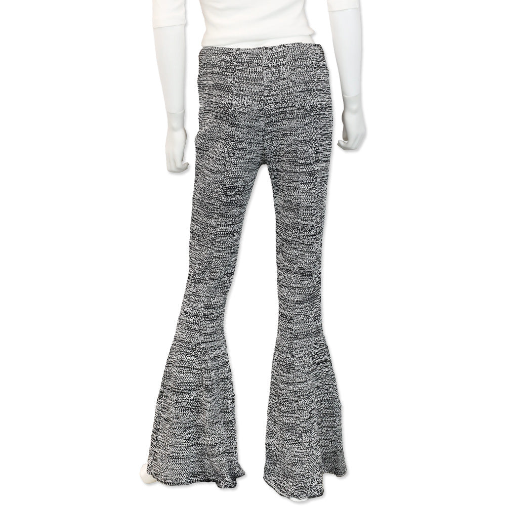 Salvatore Ferragamo Black/White Cotton Knit Bell Bottom Pants