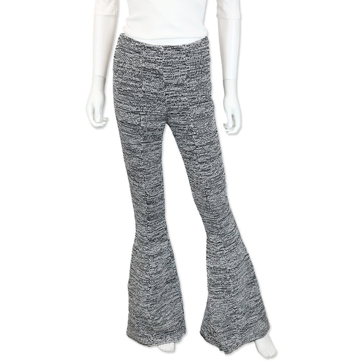 Salvatore Ferragamo Black/White Cotton Knit Bell Bottom Pants