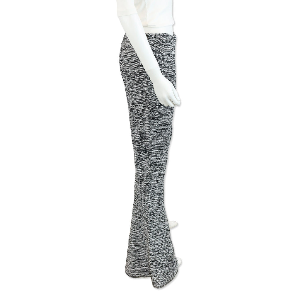 Salvatore Ferragamo Black/White Cotton Knit Bell Bottom Pants